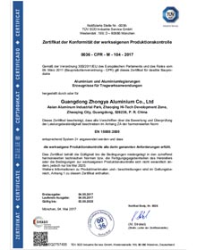 Zertifikat Der Konformitat Der Werkseigenen Produktionskontrolle